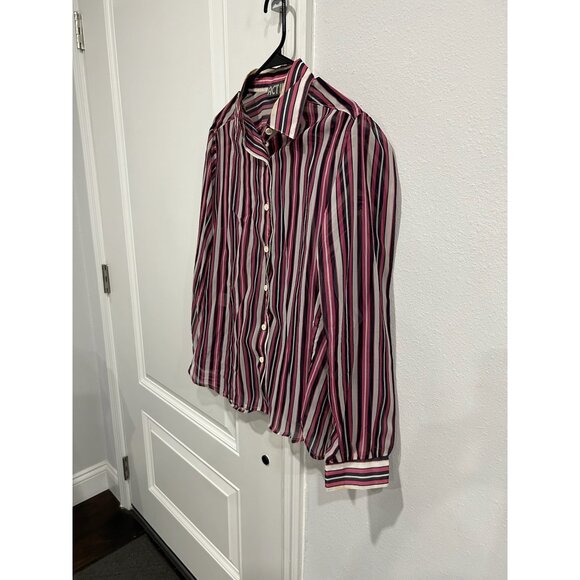 Act III Vertical Striped Button Up Dress Shirt Multicolor Office Professional - Picture 3 of 10